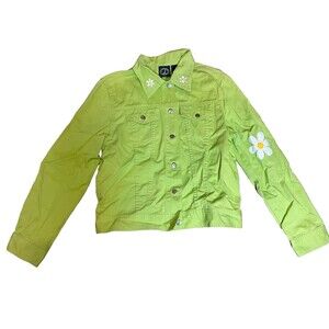 Lighthouse Apparel Jacket Womens Small S Light Green Floral Embordered Button Up
